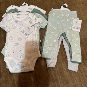 Mint Green and White Baby One Piece Set